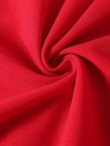 Rometta Plus Size Women Solid Color Sweetheart Neckline Short Petal Sleeve Elegant Dress - Red - View 5