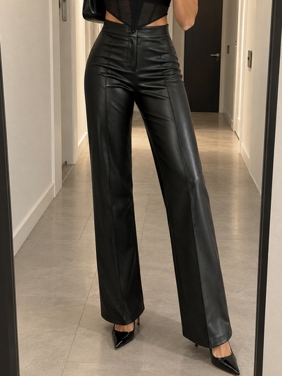 EURMUSE Women's Straight Leg Pvc Leather Pants