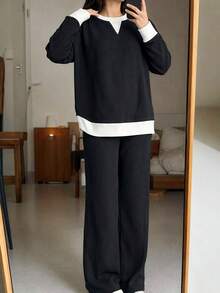 EURMUSE 2 Pcs, Women Sweatshirts & Pants - Black - View 3