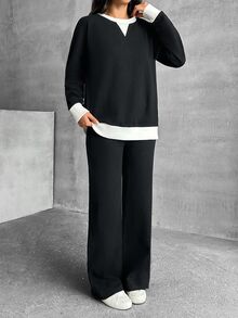 EURMUSE 2 Pcs, Women Sweatshirts & Pants - Black - View 5