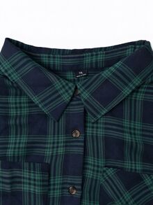 Linhara CURVE Plus Size Women's Casual Check Shirt And Pants Autumn Set Fall - Dark Green - View 5
