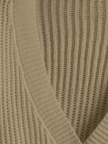 EURMUSE White Lantern Sleeve Button Front Rib Knit Cardigan - Camel - View 5