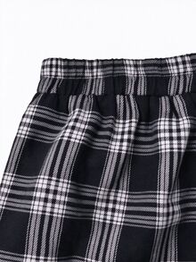 Linhara CURVE Plus Size Women's Casual Check Shirt And Pants Autumn Set Fall - Black and White - View 7
