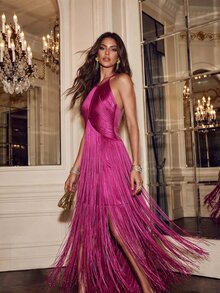 Anewsta Affair Elegant Vintage Bohemian Tassel Maxi Dress, Suitable For Spring, Summer, Holidays, Festivals, Beaches, Parties, And Easter - Hot Pink - View 1