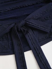 Sweetra Women's Solid Color Pleated Sleeveless Top And Mini Skirt 2 Pieces Set Navy Blue Blue - Blue - View 8