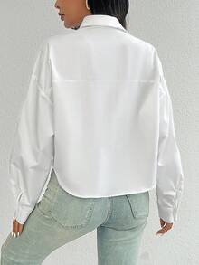 Rafferiza Women's White Elegant High-End French Collar Long Sleeve Shirt, Chic Summer Resort Wear Everyday Sun Protection Top, Spring/Summer - White - View 2