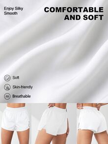 Eassivo Eassivo Summer 2 In 1 Running Comfortable Anti-Light Yoga Sport ShortsWomen Sweat Short, Gym Short, Biker Short Comfy Short - White - View 4