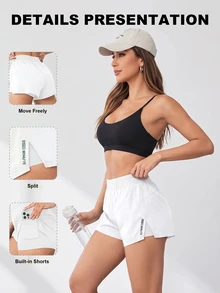Eassivo Eassivo Summer 2 In 1 Running Comfortable Anti-Light Yoga Sport ShortsWomen Sweat Short, Gym Short, Biker Short Comfy Short - White - View 3