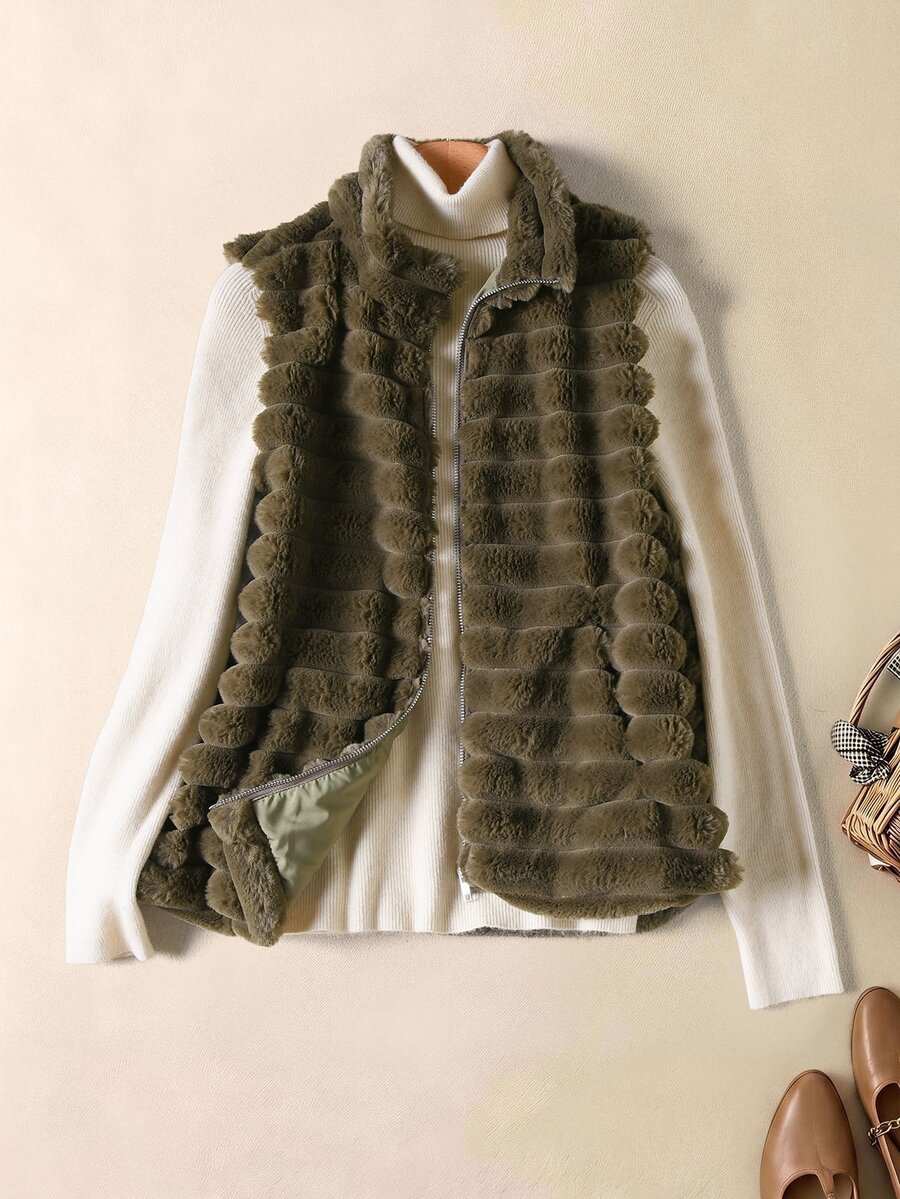 Rusticease Women's Solid Color Casual Versatile Daily Travel Vest Jacket - Coffee Brown - View 1