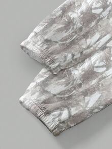 Rovax Light Gray Leaf Camouflage Printed Women's Crew Neck Sweatshirt And Sweatpants Two Pieces Set For Fall And Winter - Light Grey - View 7