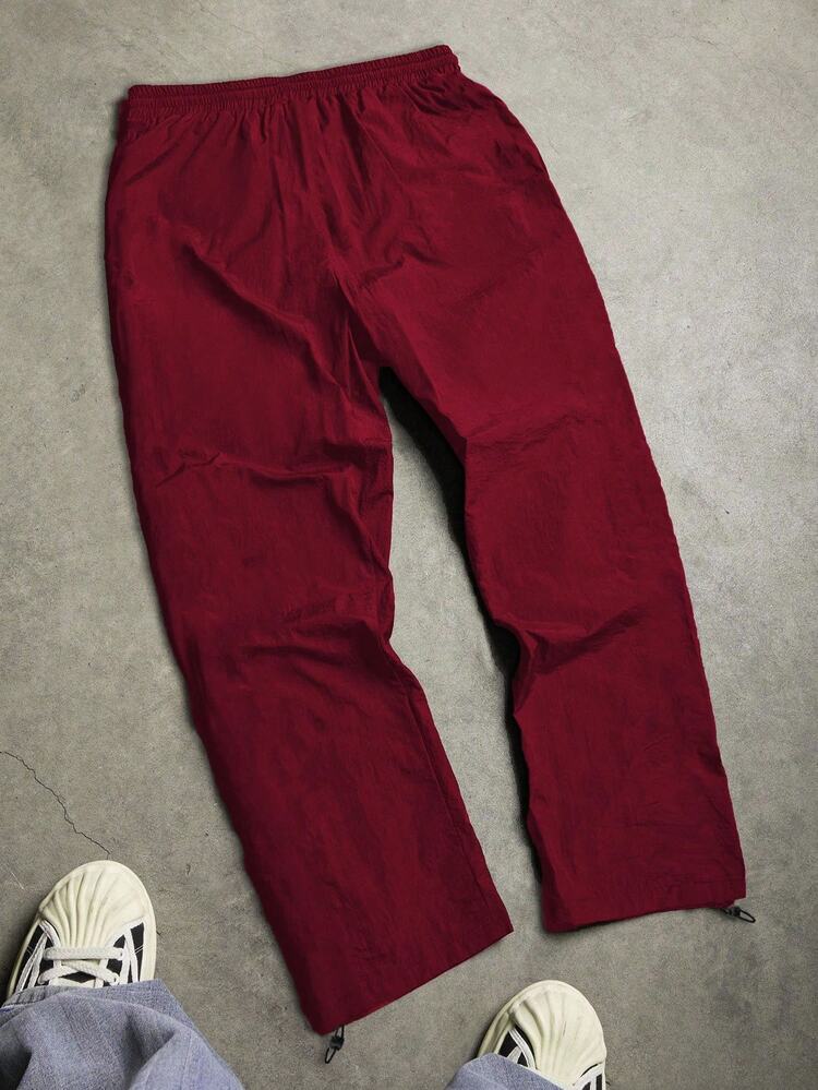Gym Rark Men's Graphic Print Straight Leg Loose Fit Athletic Sweatpants, Gym,Workout,Brands,Sports,Baggy,Lightweight,High Stretch - Red - View 2