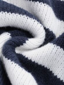 DAZY Women's Loose Casual Striped Knit Sweater, Autumn New Arrival - Royal Blue - View 8