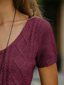 SHEIN Women's Casual Apricot Twist Rope V-Neck Short Sleeve Fitted Pullover Knit Top, Minimalist Daily Wear - Red Violet - View 5