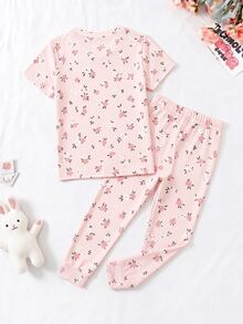 青少年女孩休閒居家服 2 件套，修身款，適合夏季 - 彩色 - 查看 3