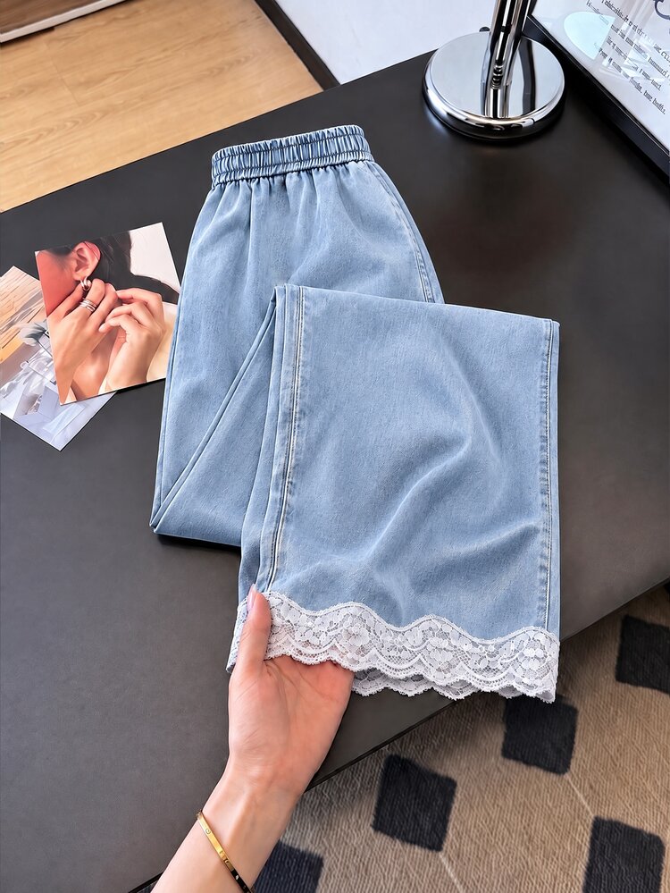 GlowEve Women's Wide Leg Loose Casual Versatile Denim Jeans With Pockets - Blue - View 2