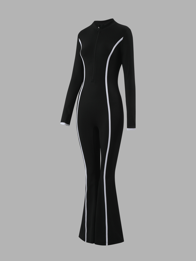 Dewbera Dewbera 1pc Black Contrast Color Jumpsuit, Shenxiu Yoga Clothes, Suitable For Exercise. - Black - View 6