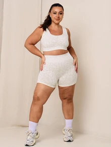 Lele Munniz 女款豹紋交叉背心上衣與短褲運動套裝 - 米色 - 查看 6