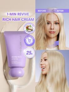 SHEGLAM HAIR On The Glow 1-Minute Revive Rich Hair Cream-25g,Moisture Leave-In Hair Conditioner, Leave-In Cream,72-Hour Frizz Control, Deep Nourishment, Multi-Action Protection For Severely Damaged Or Frizzy Hair In Need Of Intensive Care Makeup Holiday Accerssories Pink Comb Autumn - Mauve Purple - View 2
