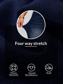 Flexra Women's Plus Size Stretch Straight Leg Elastic Waist Denim Jeans - Dark Wash - View 9