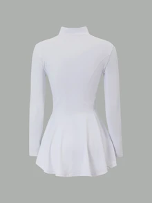 Eassivo Eassivo Lady's Summer Long-Sleeved Fitted Tennis Dress - White - View 2