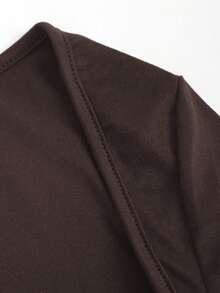 Sweetra Women's Casual Minimalist Basic Loose Knit Cover Up Top, Long Sleeve For Early Summer And Y2K Cloth For Women Going Out Dark Brown - Chocolate Brown - View 5