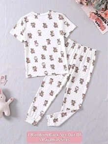 青少年女孩休閒居家服 2 件套，修身款，適合夏季 - 彩色 - 查看 3