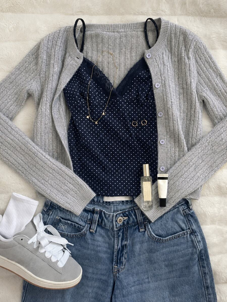 IslaSuriya Women's Fashion Minimalist Versatile Twisted Rope Knit Cardigan - Grey - View 1