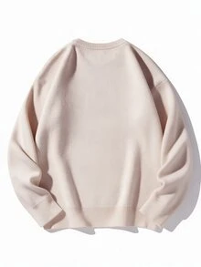 Manfinity CasualKnits 男士字母圖案休閒日常長袖針織衫 - 藕粉色 - 查看 3