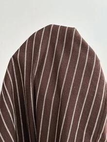 SHEIN Maternity Minimalist Striped Colorblock Jumpsuit - Brown - View 7
