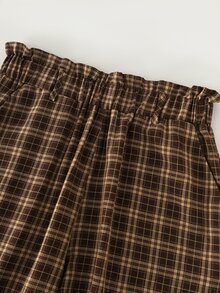 LUMIGAL Women's High Waist Plaid Elastic Waist Wide Leg Long Pants - Multicolor - View 8