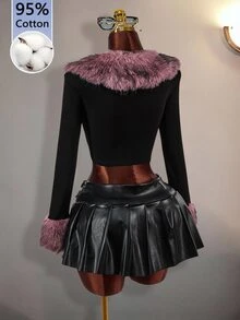 Sweetina Lady's Halloween Y2K Style Pink Collar Design High-Waisted Sexy Jacket, Suitable For Parties And Gatherings. - Black - View 5