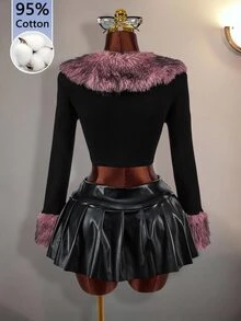 Sweetina Lady's Halloween Y2K Style Pink Collar Design High-Waisted Sexy Jacket, Suitable For Parties And Gatherings. - Black - View 6