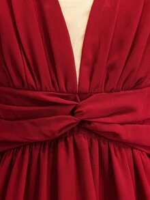 Tween Girls Elegant Burgundy Chiffon Flounce Sleeve High Low Party Dress Tween Girl Twist Knot Ruched Wedding Prom Formal Gown - Burgundy - View 7