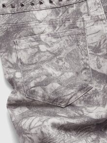 ROMWE MEN Street Life Men's Rivet Camouflage Layered Flare Jeans - Multicolor - View 6