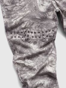 ROMWE MEN Street Life Men's Rivet Camouflage Layered Flare Jeans - Multicolor - View 5