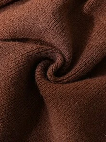 SHEIN فستان محبوك بأكمام طويلة للبنات، رقبة مستديرة مع تصميم رقعات وكشكشة وخرز، أسلوب ، مجموعة تنورة كنزة أميرة كورية للخريف والحفلات، بني - بني - مشاهدة 7