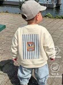 Kids Young Boy Long Sleeve Crew Neck Sweatshirt With Cartoon Pattern, Suitable For Autumn/Winter - Multicolor - View 1
