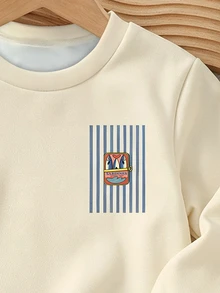 Kids Young Boy Long Sleeve Crew Neck Sweatshirt With Cartoon Pattern, Suitable For Autumn/Winter - Multicolor - View 3