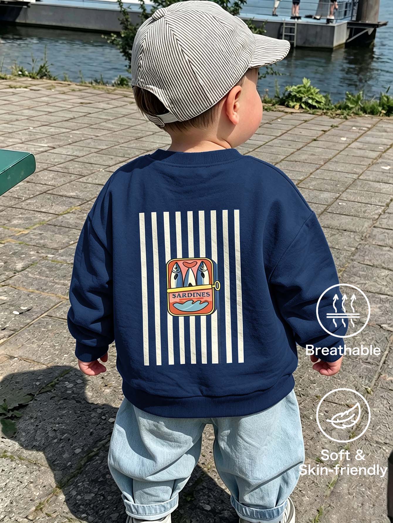 Kids Young Boy Casual Versatile Solid Color Long Sleeve Crew Neck Autumn Winter Sweatshirt - Multicolor - View 1