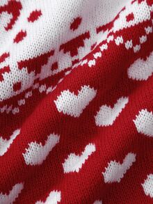 SHEIN LUNE Women's All-Over Print Casual Versatile Daily Long Sleeve Sweater Christmas Pullover Santa Ungly Knitwear Snowflake Winter Festival Clothes For Party - Red - View 4