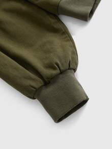 ROMWE Street Life Women's Denim Jacket, Vintage Washed, Airplane Button, Street Retro American Style, Fur Collar, Olive Green - Olive Green - View 11
