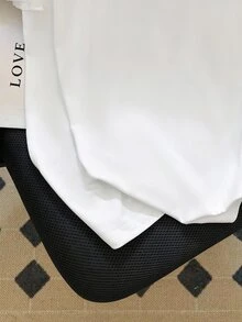 INAWLY 大码夏季休闲3D立体花卉装饰圆领短袖T恤 - 白色 - 查看 6