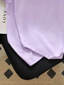 Franclia 大尺碼女款夏季休閒可愛仙氣優雅度假風不對稱花卉3D短袖寬鬆T恤 約會之夜早午餐 粉色花卉 - 淡紫色 - 查看 6