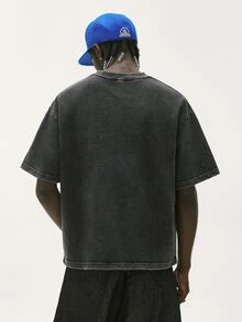 Baseblock Men's Distressed Vintage Short Sleeve T-Shirt, Goth - Black - View 2