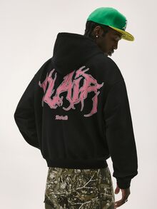 Baseblock Men's Gothic Letter Print Hoodie, Black Y2K Style Double-Sided Print Pullover Sweatshirt, Vintage Street Casual Long Sleeve Top, Suitable For Spring/Summer, Rave, Festival, Concert And Outdoor Wear - Multicolor - View 3