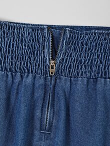 GlowEve Rok Denim Lipit Elegan untuk Wanita - Medium Wash - View 4