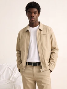 VOXRYNE Casual Apricot & Light Grey Slim Straight Turnover Collar Washed Denim Suit, Autumn - Apricot - View 4