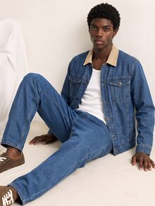 VOXRYNE Men's Retro Aqua Blue Denim Suit,Single-Breasted Long Sleeve Trucker Jacket And Pants Set,Autumn Holiday Casual Washed Western Style Work Clothes - Medium Wash - View 7