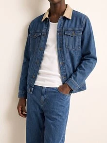 VOXRYNE Men's Retro Aqua Blue Denim Suit,Single-Breasted Long Sleeve Trucker Jacket And Pants Set,Autumn Holiday Casual Washed Western Style Work Clothes - Medium Wash - View 8