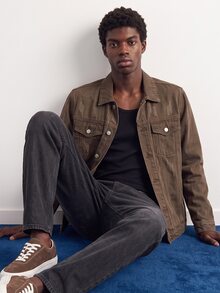 VOXRYNE Men's Casual Street Style Blue Denim Jacket - Brown - View 7
